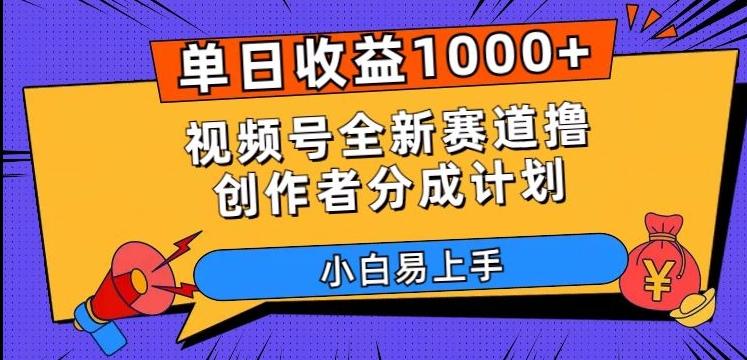 单日收益1000+，视频号全新赛道撸创作者分成计划，小白易上手【揭秘】-康仁安资源