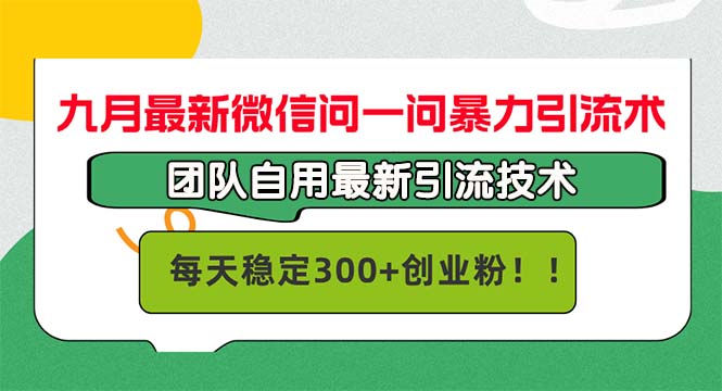 九月最新微信问一问暴力引流术，团队自用引流术，每天稳定300+创...-康仁安资源