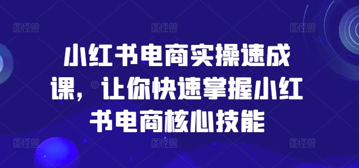 小红书电商实操速成课，让你快速掌握小红书电商核心技能-康仁安资源