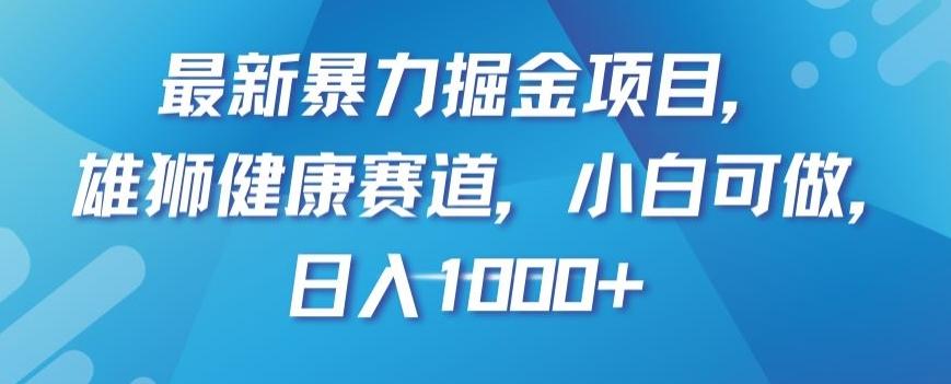 最新暴力掘金项目，雄狮健康赛道，小白可做，日入1000+【揭秘】-康仁安资源