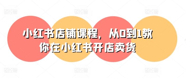 小红书店铺课程，从0到1教你在小红书开店卖货-康仁安资源