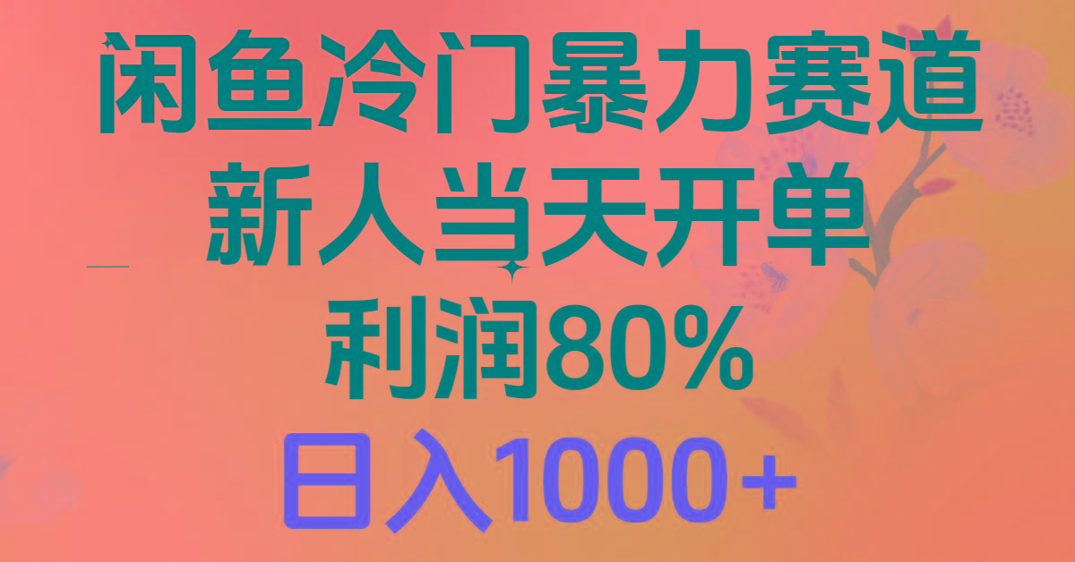 2024闲鱼冷门暴力赛道，新人当天开单，利润80%，日入1000+-康仁安资源