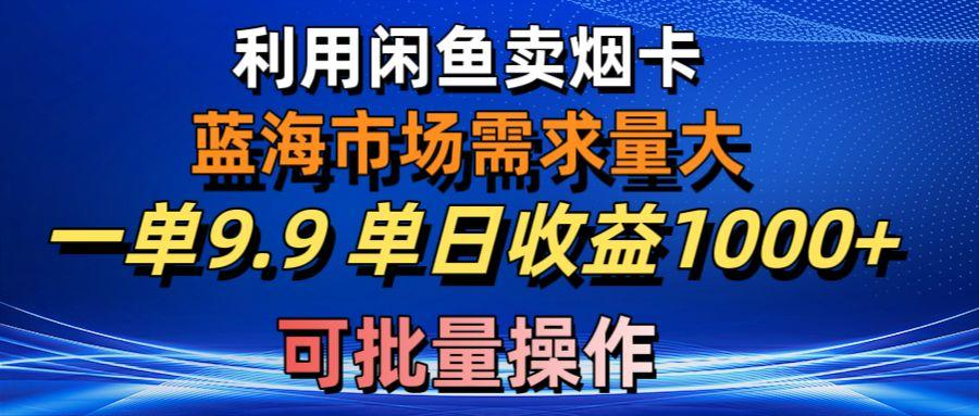 利用咸鱼卖烟卡，蓝海市场需求量大，一单9.9单日收益1000+，可批量操作-康仁安资源