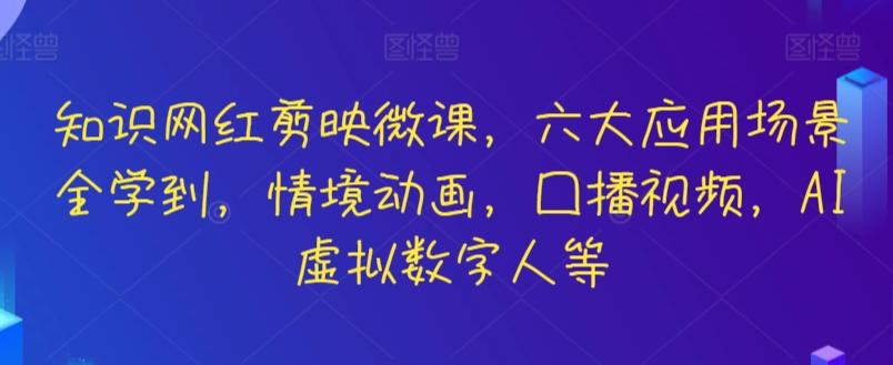 知识网红剪映微课，六大应用场景全学到，情境动画，囗播视频，AI虚拟数字人等-康仁安资源