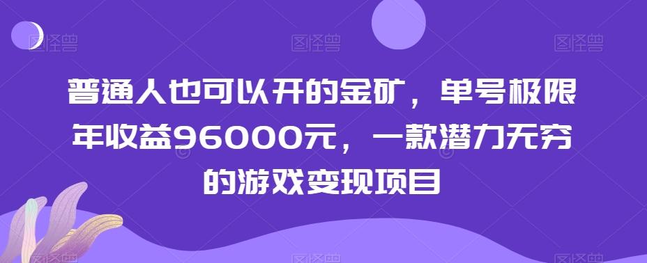 普通人也可以开的金矿，单号极限年收益96000元，一款潜力无穷的游戏变现项目【揭秘】-康仁安资源