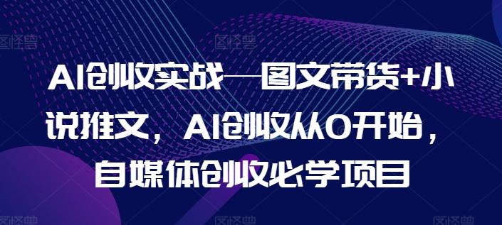 AI创收实战—图文带货+小说推文，AI创收从0开始，自媒体创收必学项目-康仁安资源
