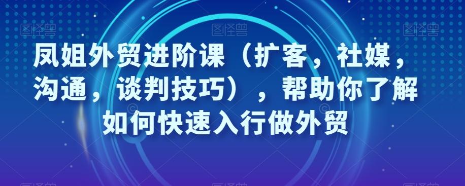 凤姐外贸进阶课（扩客，社媒，沟通，谈判技巧），帮助你了解如何快速入行做外贸-康仁安资源