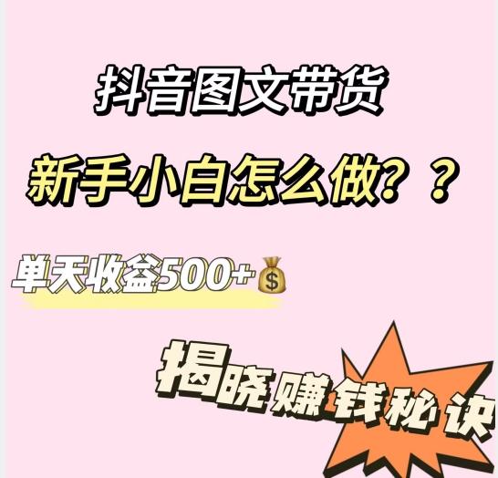 抖音图文带货，新手小白怎么做？单天收益500+【揭秘赚钱秘诀】-康仁安资源