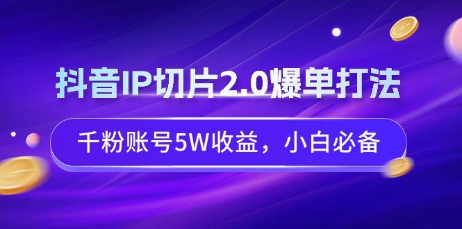 抖音IP切片2.0爆单打法，千粉账号5W收益，小白必备-康仁安资源