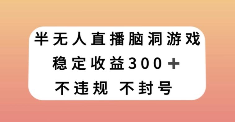 半无人直播脑洞小游戏，每天收入300+，保姆式教学小白轻松上手【揭秘】-康仁安资源