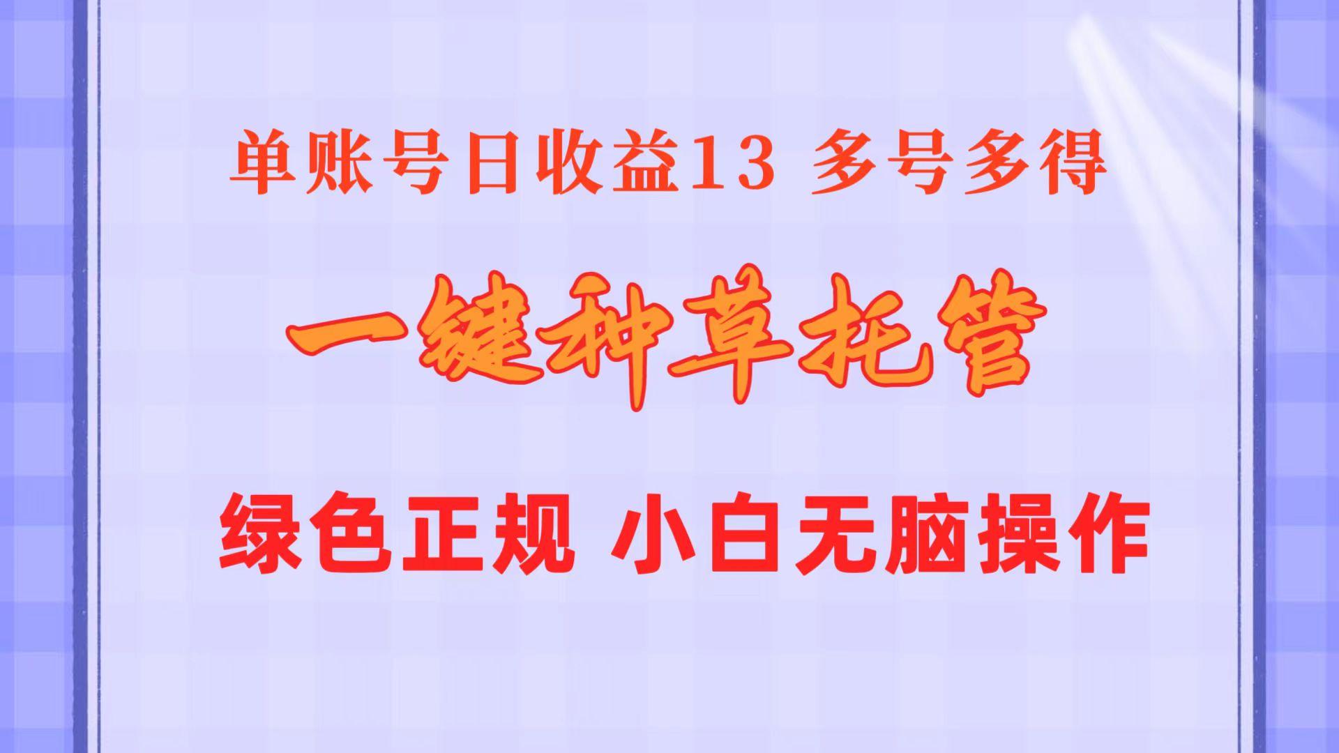 一键种草托管 单账号日收益13元  10个账号一天130  绿色稳定 可无限推广-康仁安资源