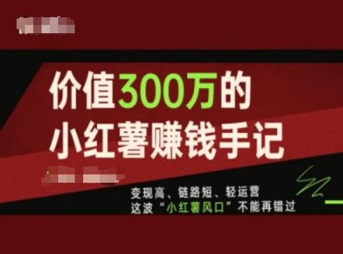 价值300万的小红书赚钱手记，变现高、链路短、轻运营，这波“小红薯风口”不能再错过-康仁安资源