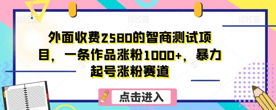 外面收费2580的智商测试项目，一条作品涨粉1000+，暴力起号涨粉赛道【揭秘】-康仁安资源