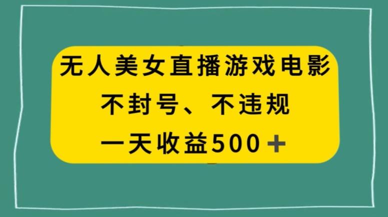 美女无人直播游戏电影，不违规不封号，日入500+-康仁安资源