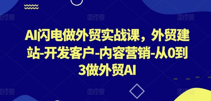 AI闪电做外贸实战课，​外贸建站-开发客户-内容营销-从0到3做外贸AI-康仁安资源