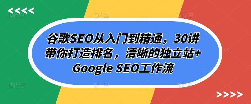 谷歌SEO从入门到精通，30讲带你打造排名，清晰的独立站+Google SEO工作流-康仁安资源