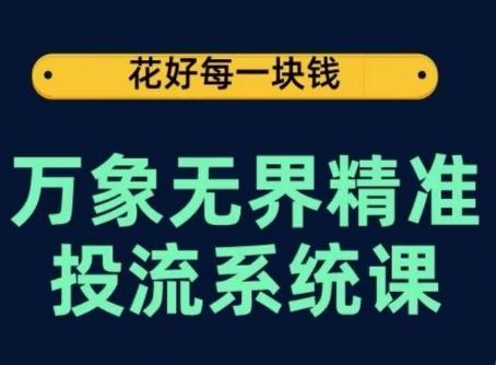 万象无界精准投流系统课，从关键词到推荐，从万象台到达摩盘，从底层原理到实操步骤-康仁安资源