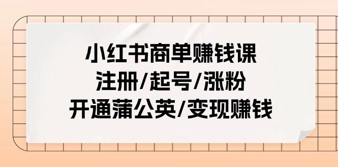 小红书商单赚钱课：注册/起号/涨粉/开通蒲公英/变现赚钱(25节课)-康仁安资源