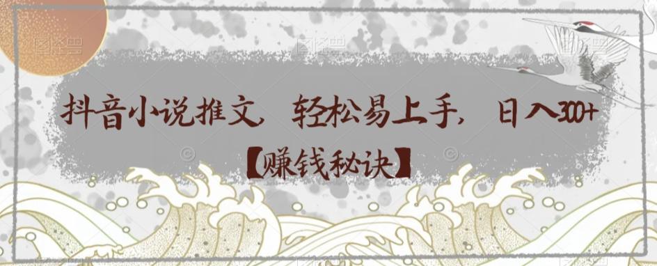 抖音小说推文，轻松易上手，日入300+【赚钱秘诀】-康仁安资源