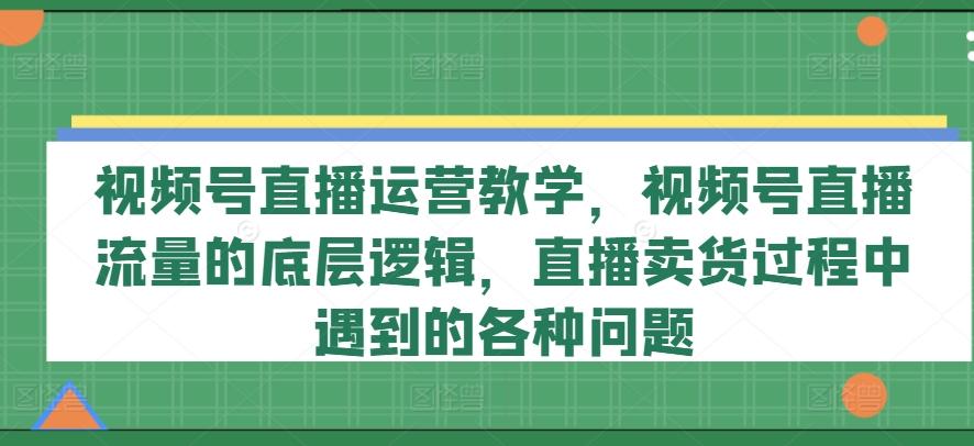 视频号直播运营教学，视频号直播流量的底层逻辑，直播卖货过程中遇到的各种问题-康仁安资源