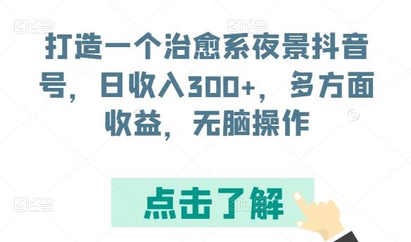 打造一个治愈系夜景抖音号，日收入300+，多方面收益，无脑操作【揭秘】-康仁安资源