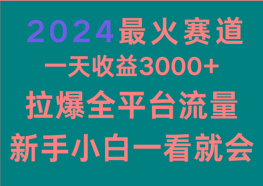 2024最火赛道，一天收一3000+.拉爆全平台流量，新手小白一看就会-康仁安资源
