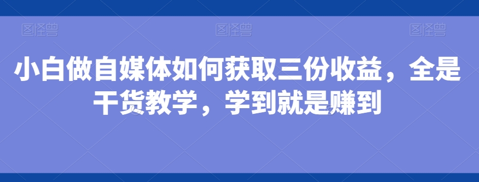 小白做自媒体如何获取三份收益，全是干货教学，学到就是赚到-康仁安资源