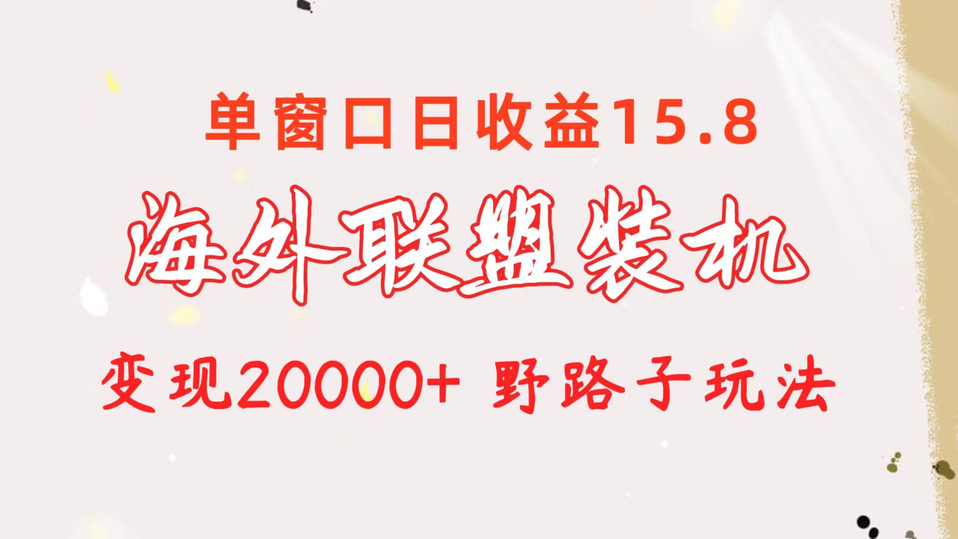 海外联盟装机 单窗口日收益15.8  变现20000+ 野路子玩法-康仁安资源