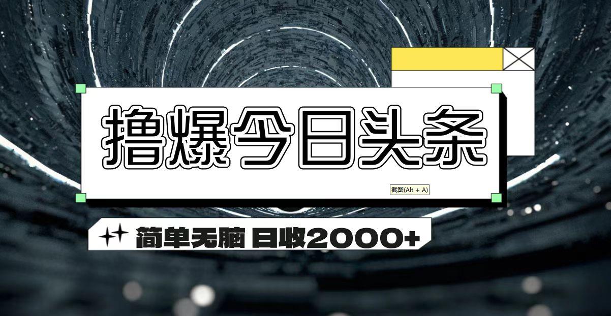 撸爆今日头条 简单无脑操作 日收2000+-康仁安资源