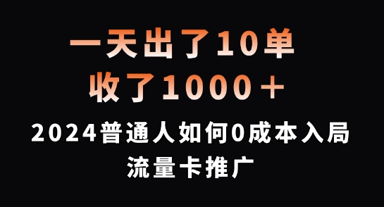 一天出了10单，收了1000+，2024普通人如何0成本入局流量卡推广【揭秘】-康仁安资源