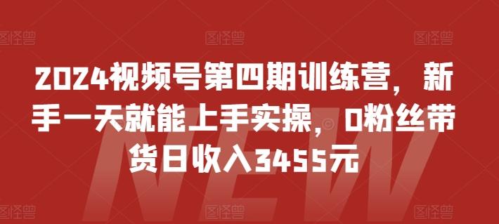 2024视频号第四期训练营，新手一天就能上手实操，0粉丝带货日收入3455元-康仁安资源