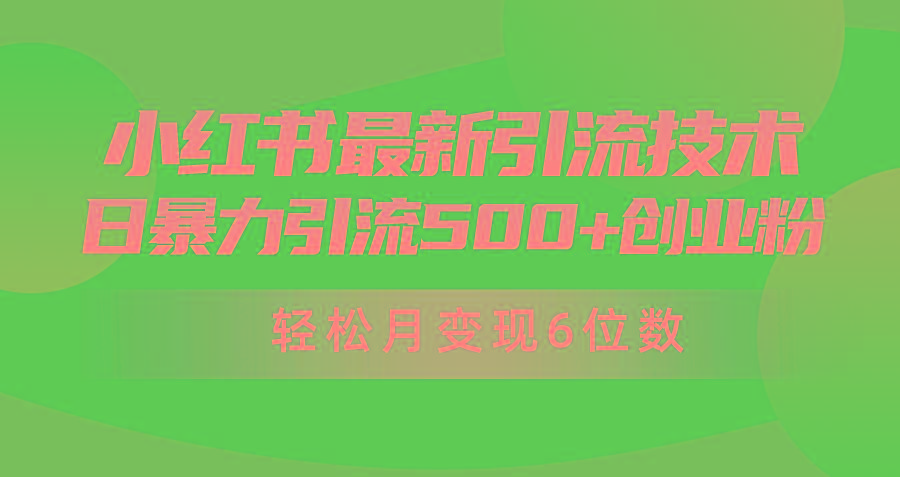 (9871期)日引500+月变现六位数24年最新小红书暴力引流兼职粉教程-康仁安资源