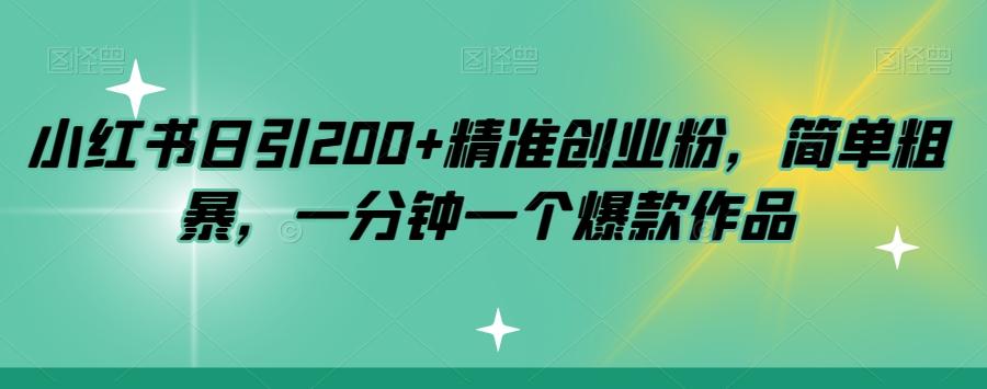 小红书日引200+精准创业粉，简单粗暴，一分钟一个爆款作品【揭秘】-康仁安资源