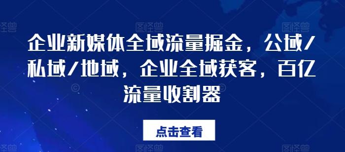 企业新媒体全域流量掘金，公域/私域/地域，企业全域获客，百亿流量收割器-康仁安资源