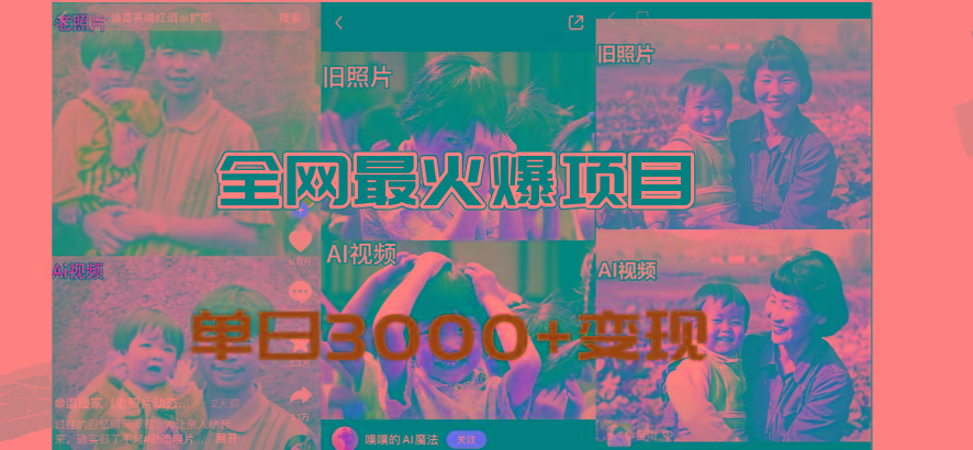 全网爆火的AI让老照片动起来教程，蹭热点日赚3000+，内含免费工具一键...-康仁安资源