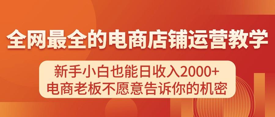 电商店铺运营教学，新手小白也能日收入2000+，电商老板不愿意告诉你的机密-康仁安资源