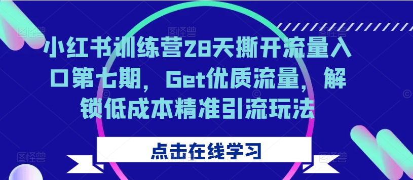 小红书训练营28天撕开流量入口第七期，Get优质流量，解锁低成本精准引流玩法-康仁安资源