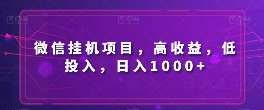 微信挂机项目，高收益，低投入，日入1000+-康仁安资源