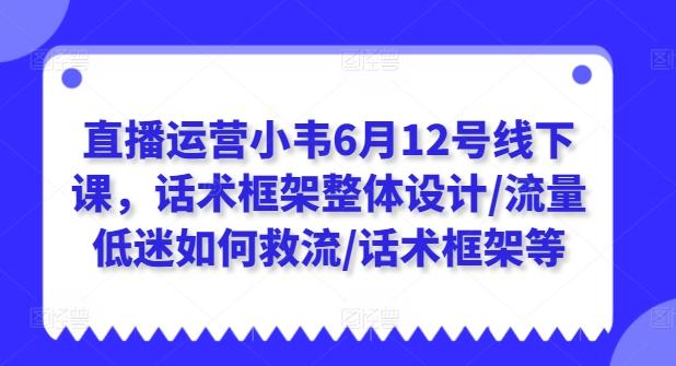 直播运营小韦6月12号线下课，话术框架整体设计/流量低迷如何救流/话术框架等-康仁安资源