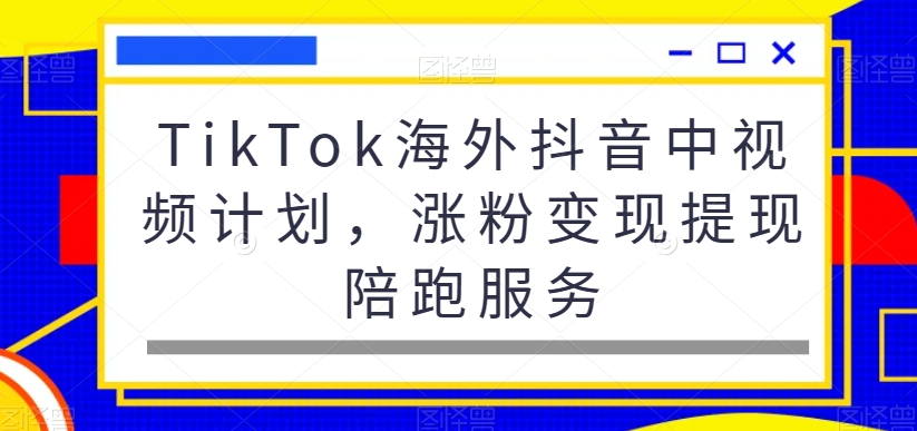 TikTok海外抖音中视频计划，涨粉变现提现陪跑服务-康仁安资源