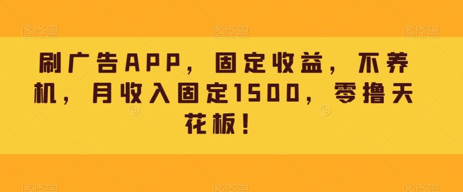 刷广告APP，固定收益，不养机，月收入固定1500，零撸天花板！-康仁安资源