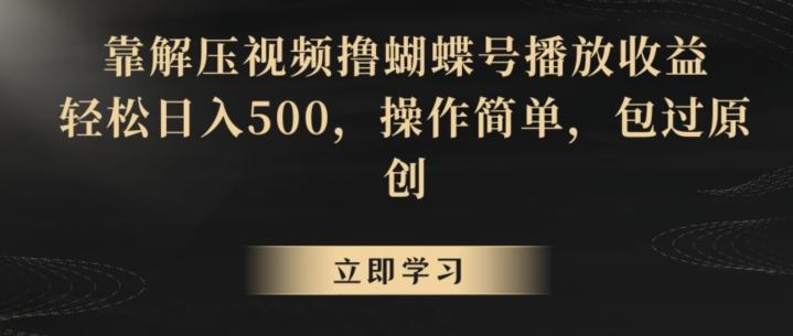 靠解压视频撸蝴蝶号播放收益，轻松日入500，操作简单，包过原创【揭秘】-康仁安资源