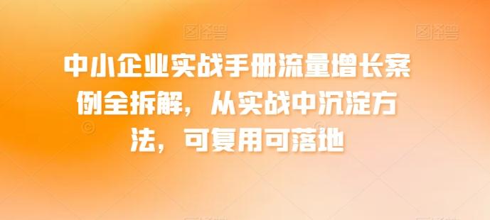中小企业实战手册流量增长案例全拆解，从实战中沉淀方法，可复用可落地-康仁安资源