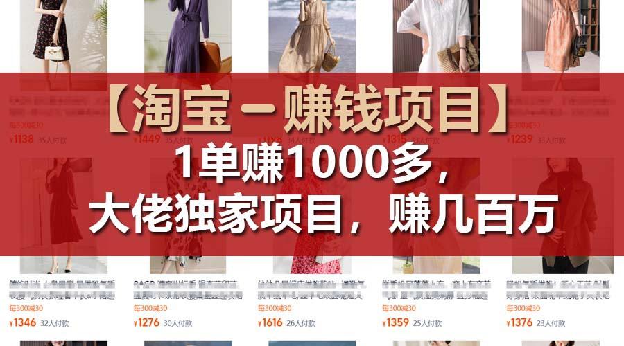 【淘宝赚钱项目】1单可赚1000多，大佬独家项目，年赚几百万-康仁安资源