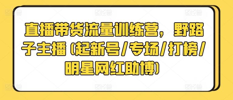 直播带货流量训练营，野路子主播(起新号/专场/打榜/明星网红助博)-康仁安资源