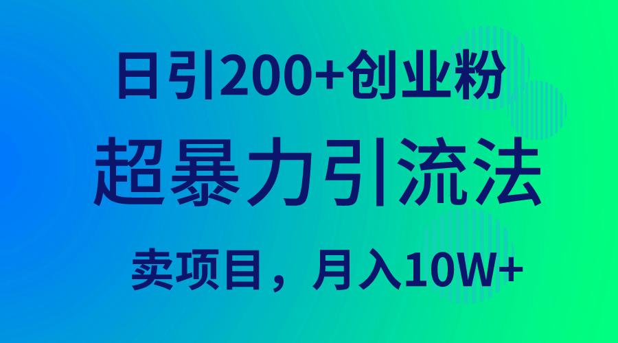(9654期)超暴力引流法，日引200+创业粉，卖项目月入10W+-康仁安资源