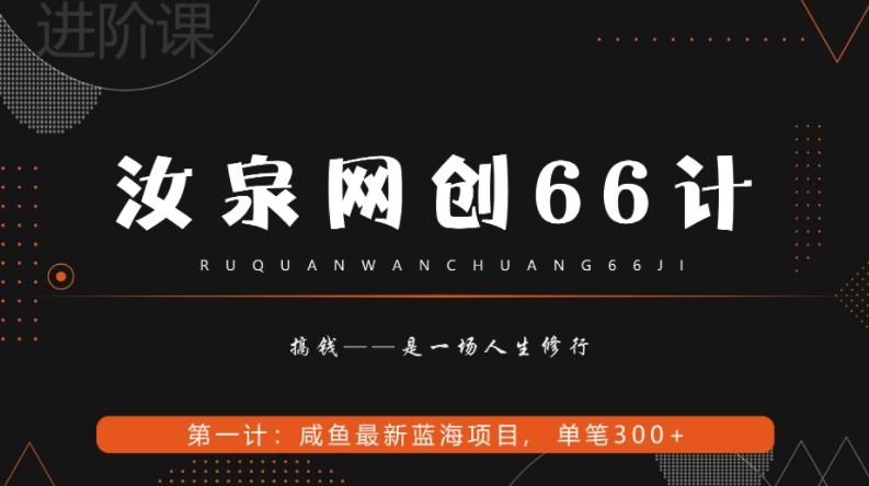 汝泉网创66计之第1计：闲鱼长期稳定项目，单笔变现300+-康仁安资源
