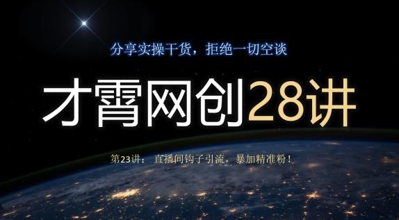 才霄网创28讲第23讲：直播间钩子引流，暴加精准粉！-康仁安资源