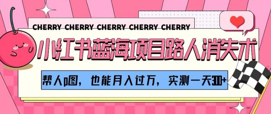 小红书蓝海项目路人消失术，帮人p图，也能月入过万，实测一天300+【揭秘】-康仁安资源