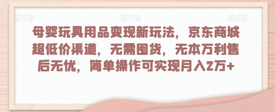母婴玩具用品变现新玩法，京东商城超低价渠道，简单操作可实现月入2万+【揭秘】-康仁安资源